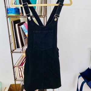 Zara | Black Denim Overalls Dress